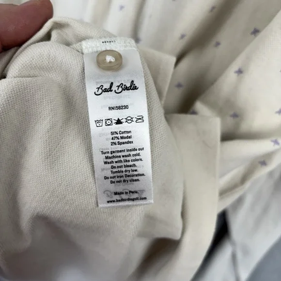 Bad Birdie Reflecting Pond Long Sleeve Polo Shirt Mens XL Beige Golf - Picture 4 of 8